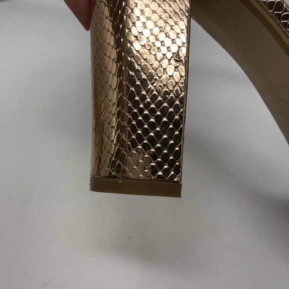 Boohoo Rose Gold Metallic Snake Platform Heels - Picture 10 of 11